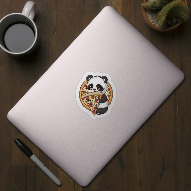 Cute Cartoon Panda Eating Pizza Funny Kawaii by kiddo200